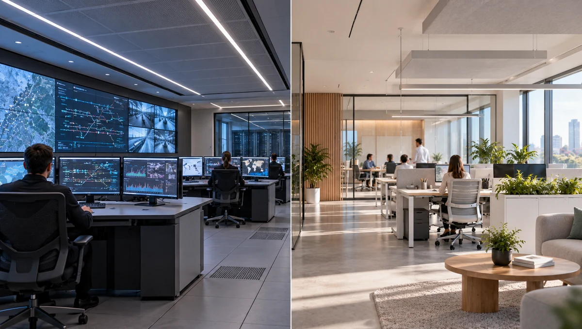 Sala de control vs. oficina corporativa: qué cambia en el diseño (y por qué tratarlas igual es un error)