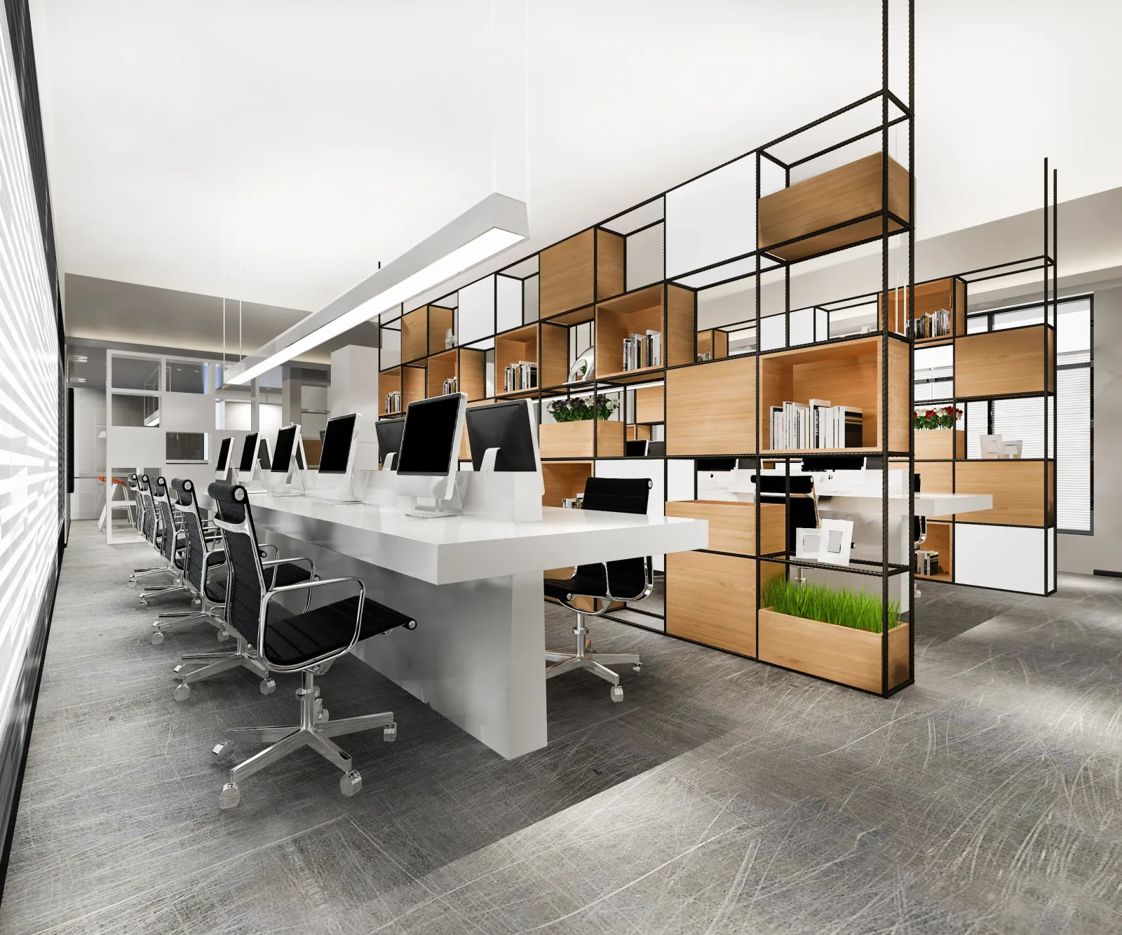 Sala de reuniones corporativa con mobiliario técnico Daser
